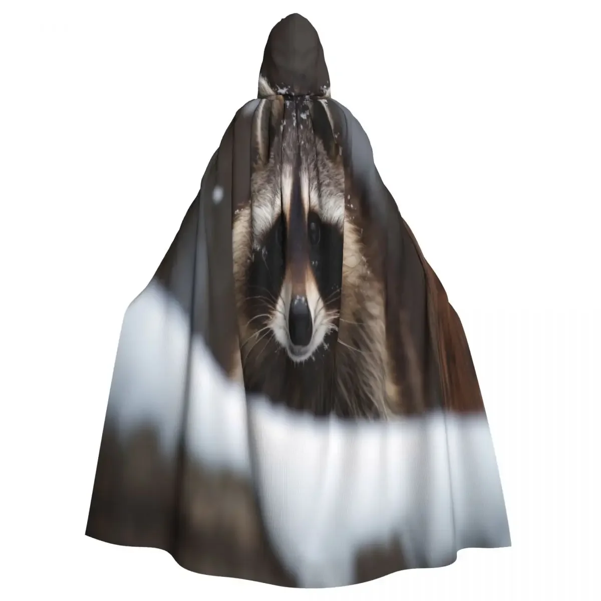 Unisex Witch Party Reversible Hooded Adult Vampires Cape Winter Raccoon