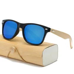 Gafas de sol de madera para hombre y mujer, lentes de sol cuadradas de bambú de 17 colores, estilo retro, hechas a mano, 2018