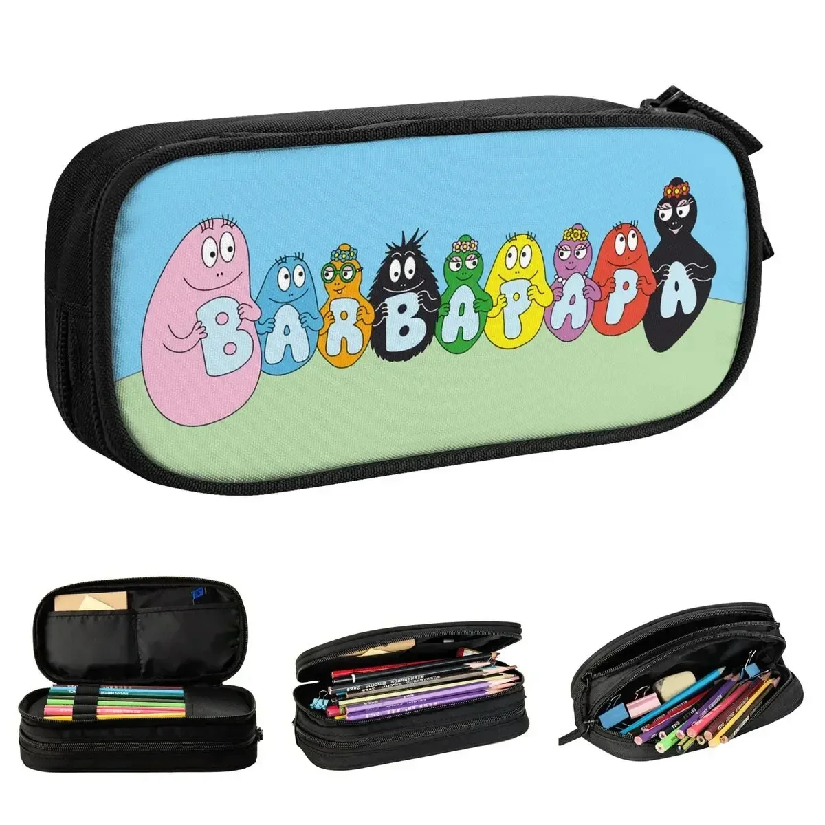 Les Barba papa Family Pencil Case Parent Child Animation Pen Box Bags Girls Boys Large Storage School Supplies Zipper Pencil Box