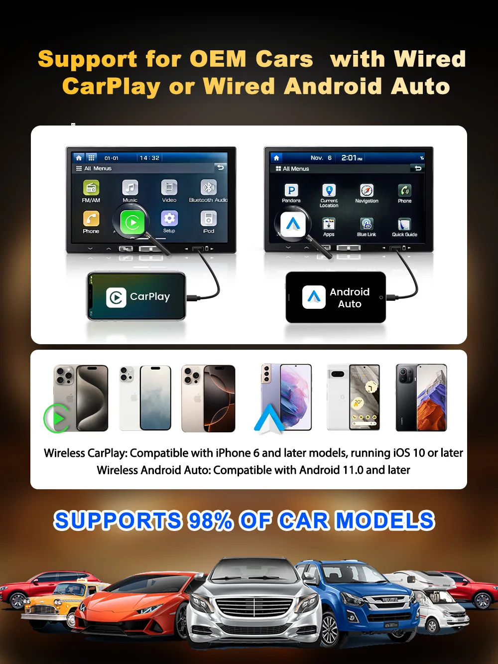 CarlinKit 2-in-1 CarPlay Android Auto Wireless Adapter WLAN 5GHz Kabelloses CarPlay Auto AI Box für Smart Car Systeme Plug-and-Play – Detail 4