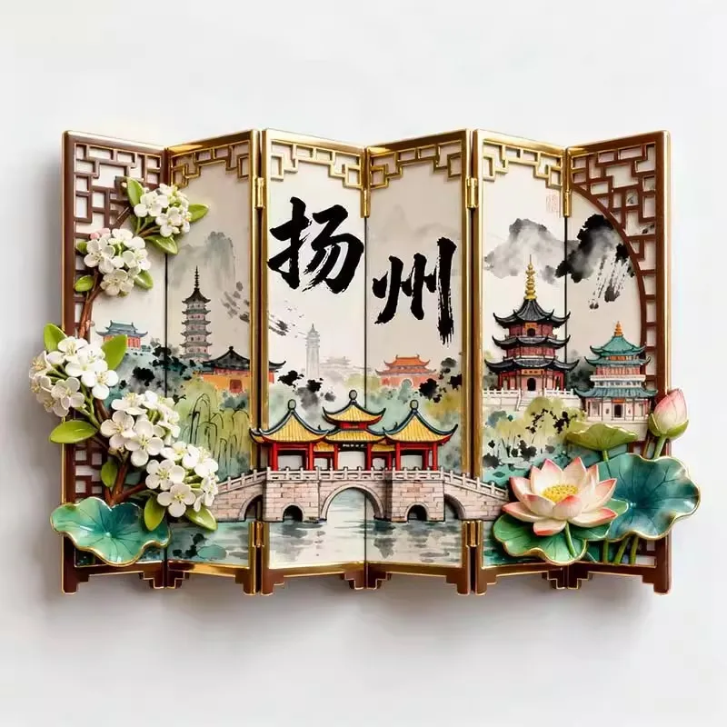 

China Travel Souvenirs Shenzhen Fridge Magnets Yangzhou Suzhou Hangzhou Dali Dujiangyan Penglai Zhouzhuang Fridge Stickers