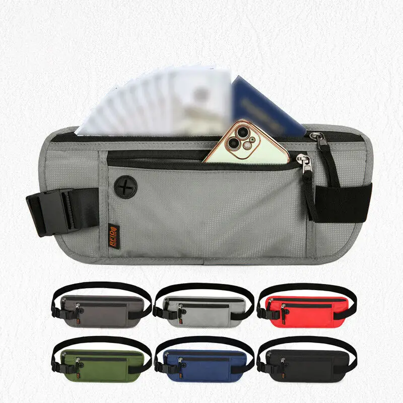 Travel Fanny Pack Money Belt RFID Blocking Sports Waist Bag Fanny Pack Hidden Wallet Zip Waterproof Running Waist Bag