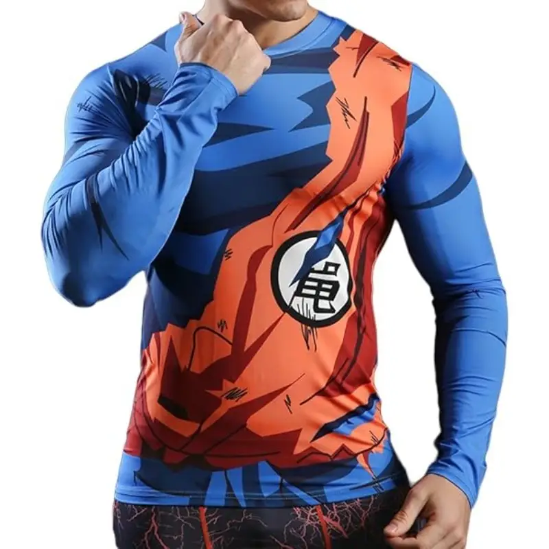 Camiseta de Compressão Dry Fit de Manga Longa para Adultos e Crianças, Traje de Cosplay de Armadura Danificada em Batalha do Vegeta de Dragon Ball Z, Verão 2026