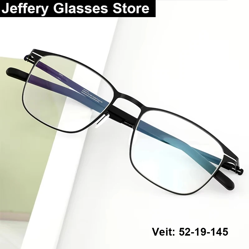 

Germany Business Square Glasses Frame Men Fashion Screwless Ultralight Stainless Steel Thin Rim Eyeglasses Brand Design Gafas