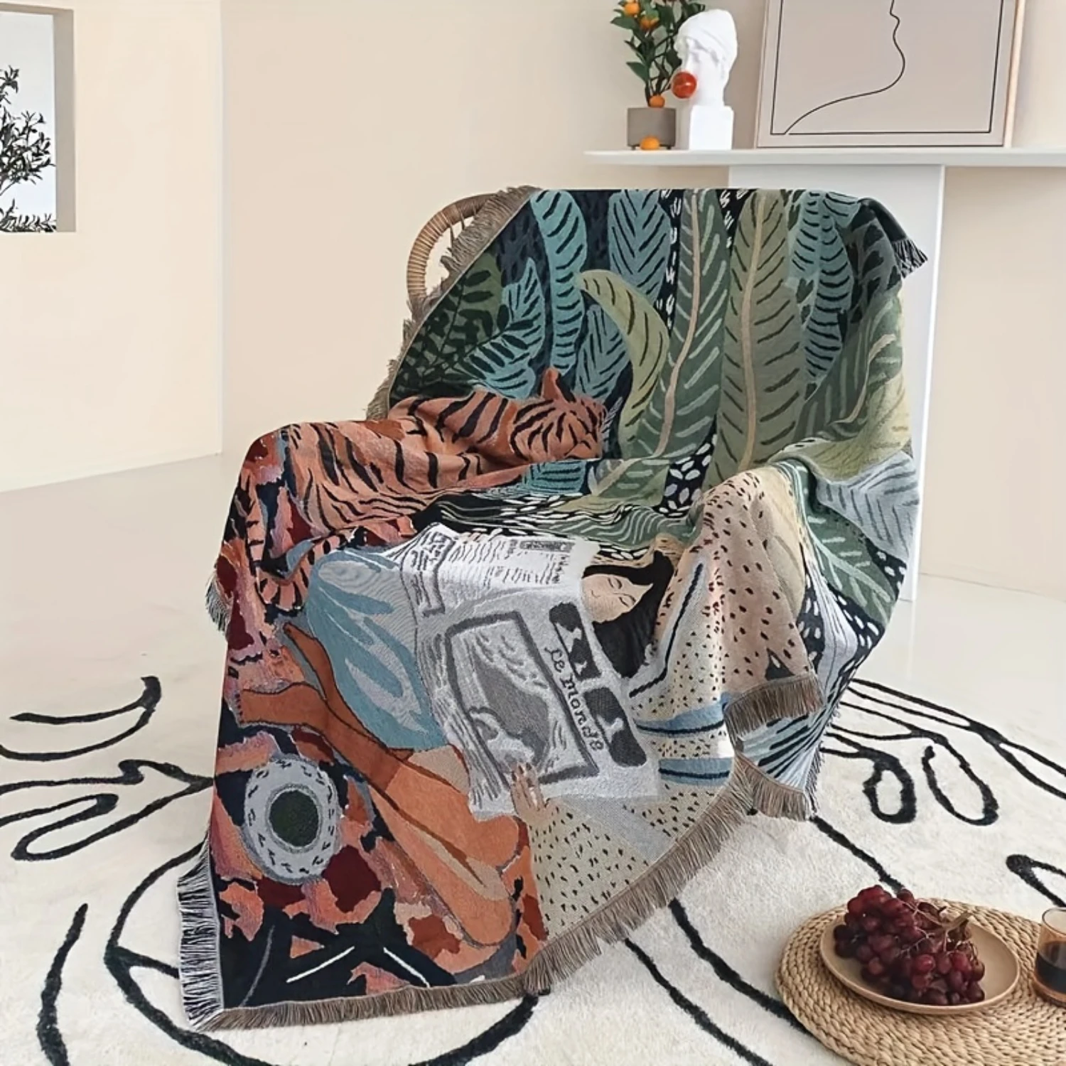 1PC Thick knitted blanket, suitable for four seasons, multi-purpose, suitable for outdoor camping, sofa, office, bed and living 