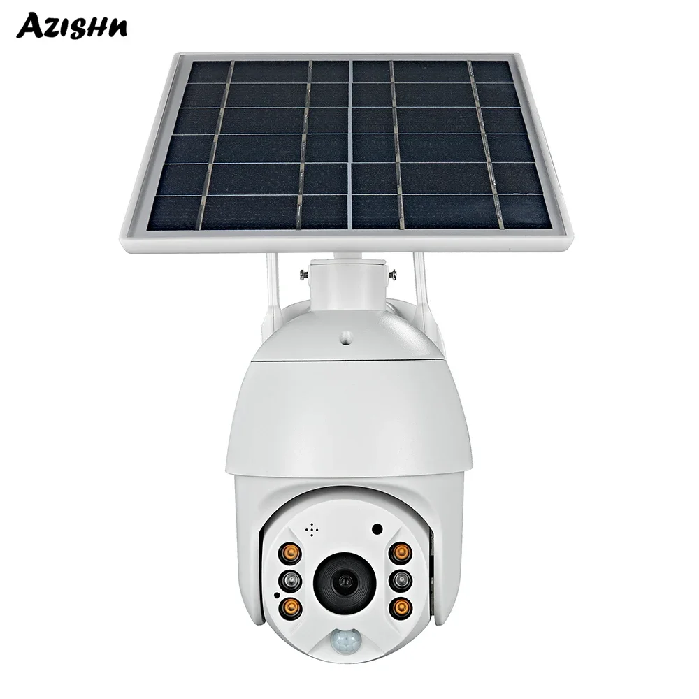 

AZISHN 4MP WIFI Security Camera Solar Panels CCTV Video Surveillance 4G Sim Card Slot 2-Way Audio PTZ Wireless IP Camera Outdoor