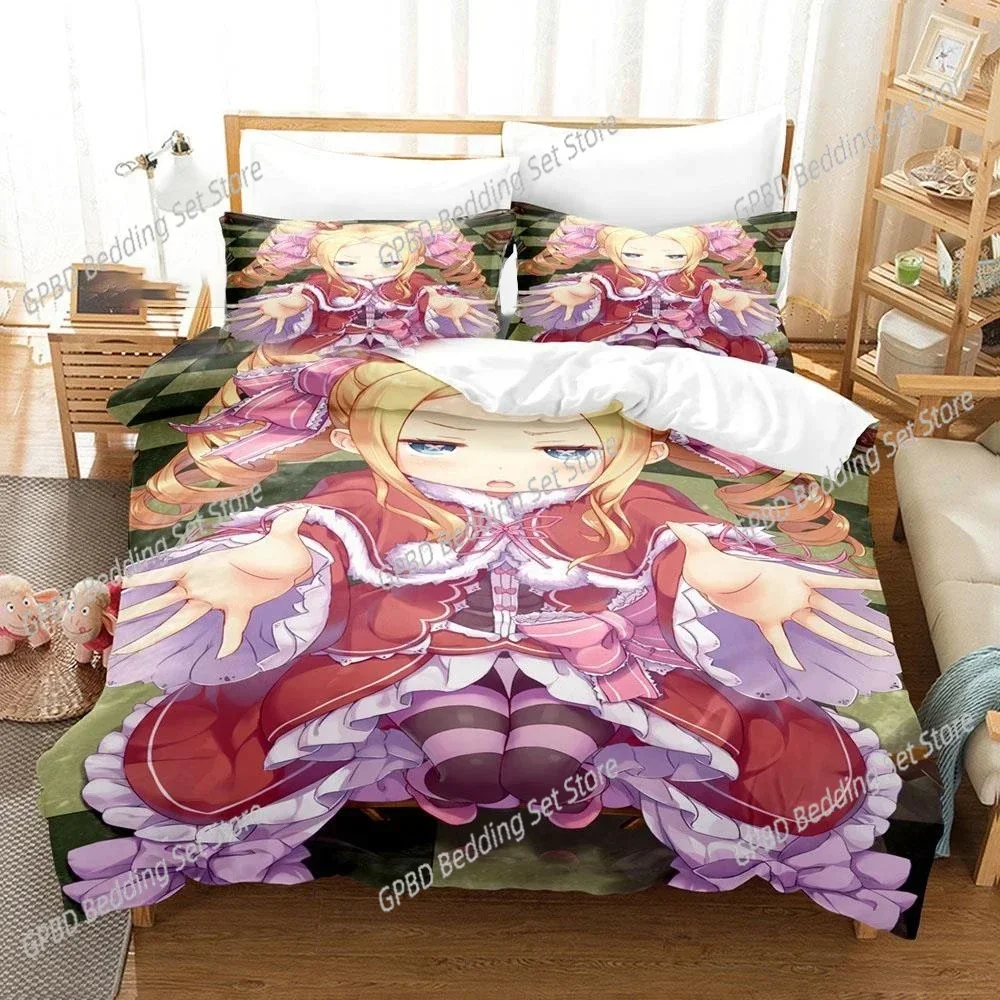 Anime Re Zero Rem Ram Emilia 3D NEW Duvet Cover Pillowcase Bedding Set Adult Boy Bedroom Decoration Children Single Double Large