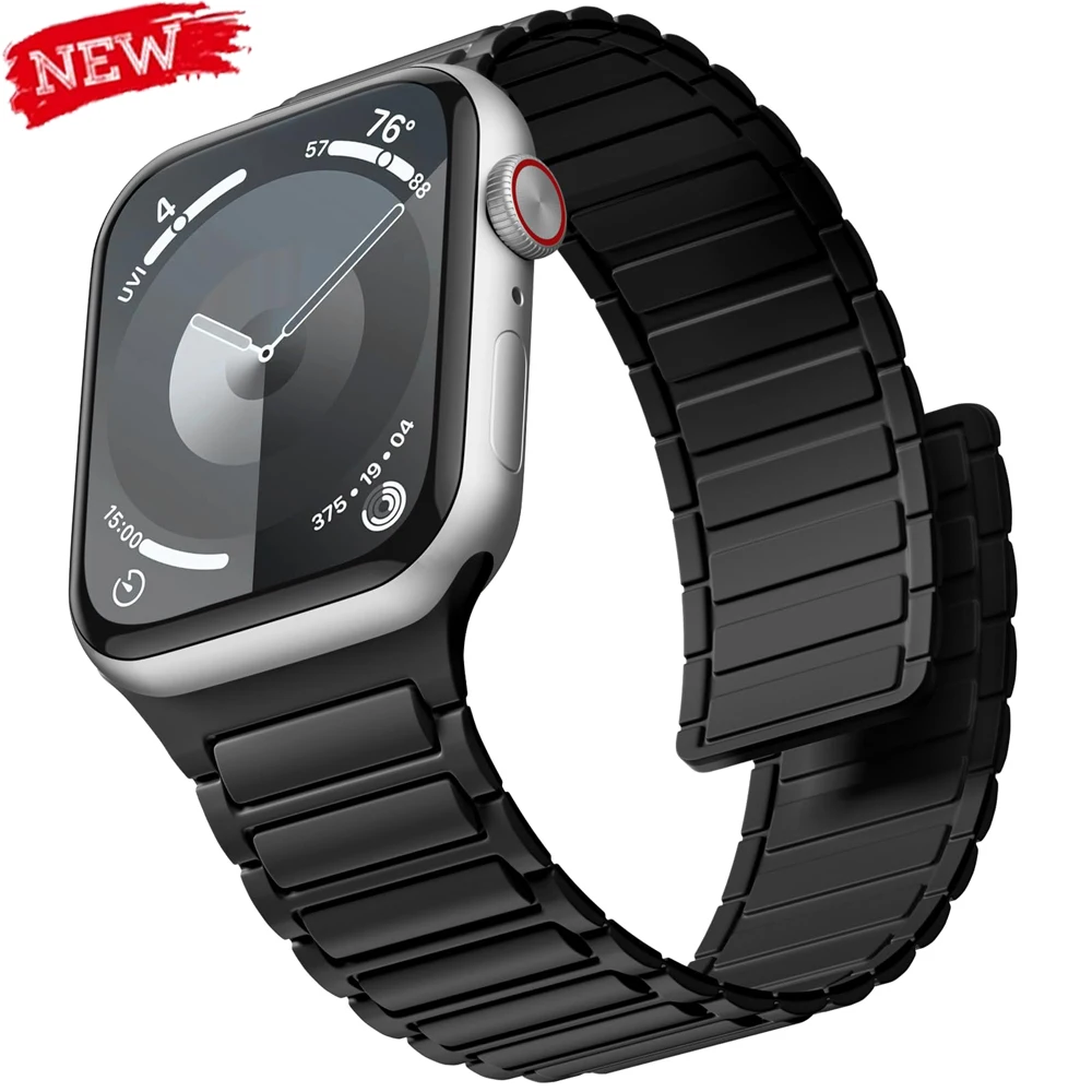 Magnetarmband für Apple Watch Ultra 2 49 mm 46 mm 42 mm 45 mm 44 mm 40 mm 41 mm Silikonarmband iWatch Serie 10 9 8 7 6 SE 5 4 Armband