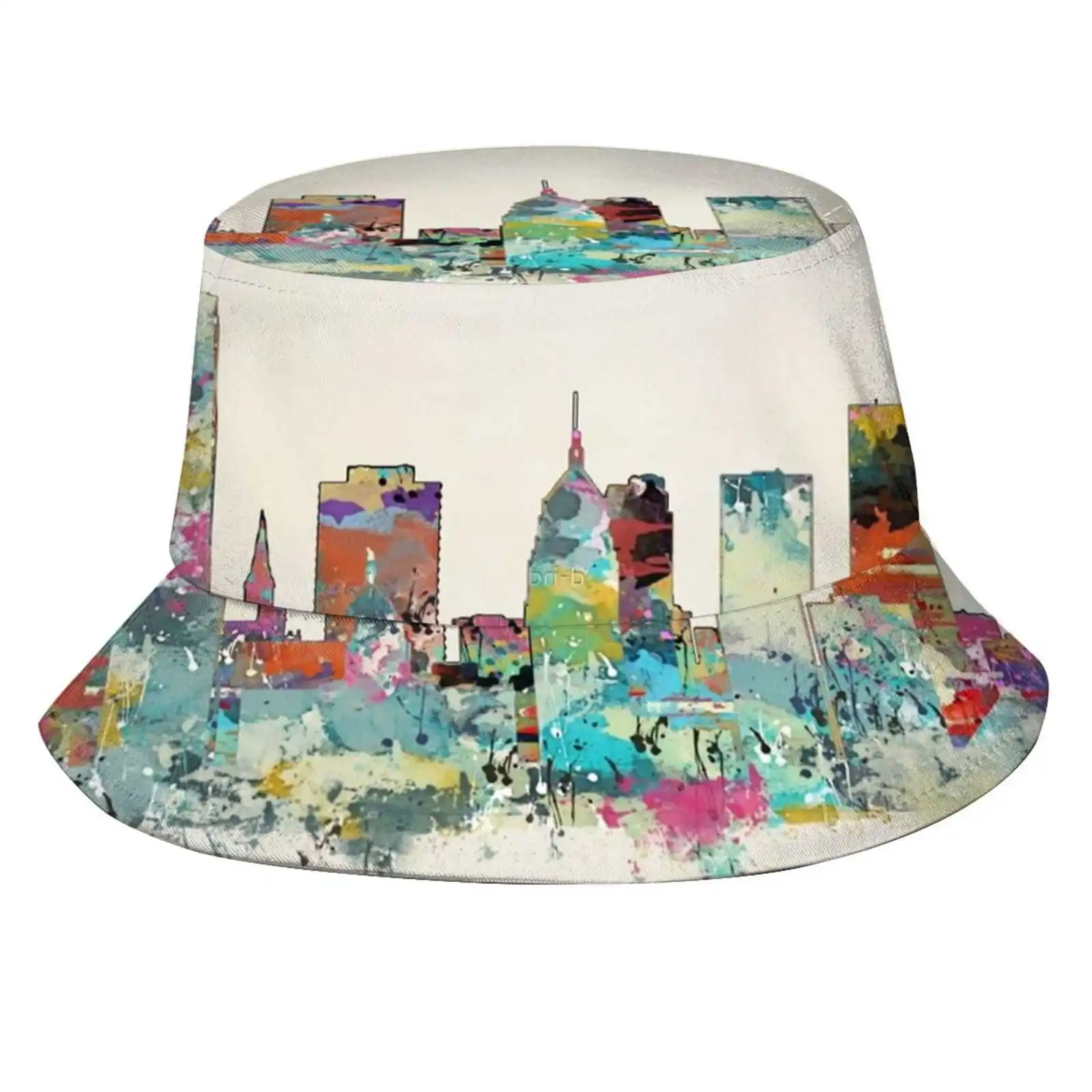 City Unisex Fisherman Hats Cap City Skyline Colorful Skylines Watercolor Skylines Urban Skylines Watercolors Watercolours Bri