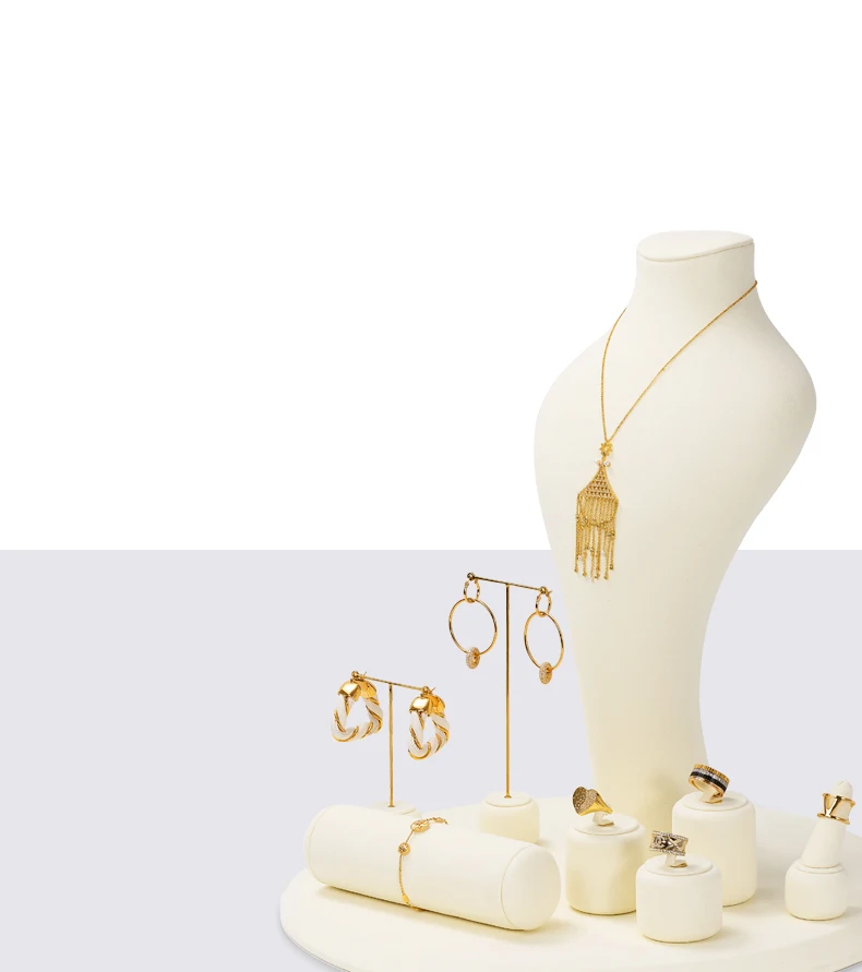 Oirlv Mikrofaser-Leder Schmuck-Präsentationsset Weißes Vitrinen-Organizer-Kit für Halsketten, Ringe, Ohrringe, Armbänder & Einzelhandel – Detail 4