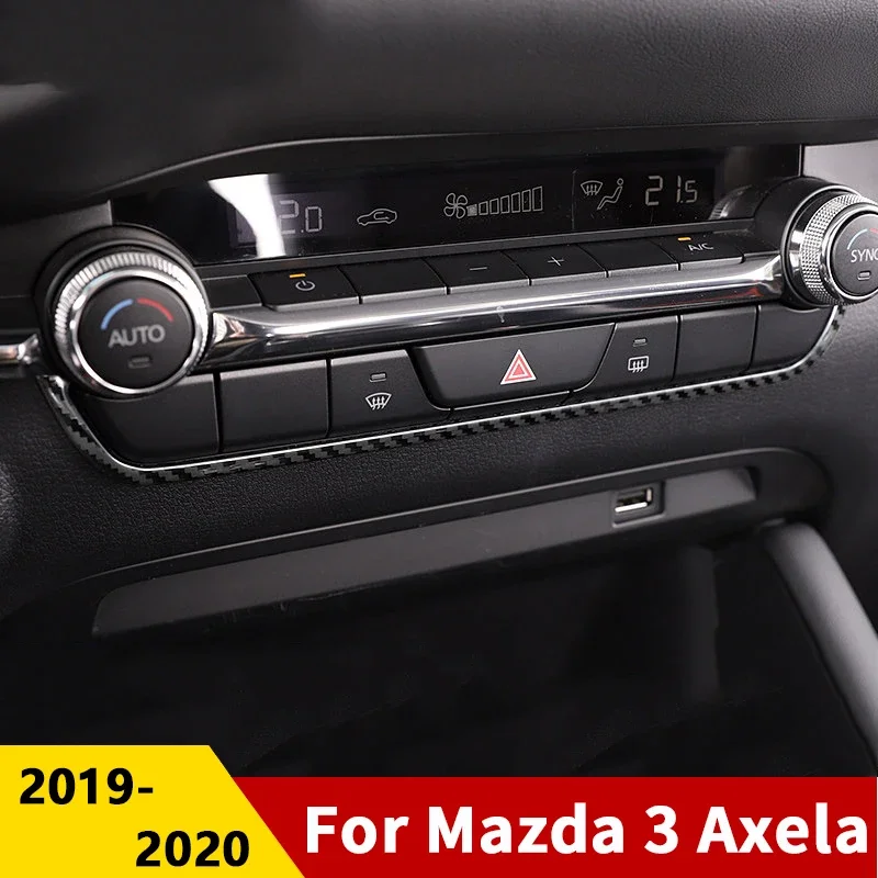For Mazda 3 Axela 2019 2020 2021 2022 2023 2024 2025 Accessories Car Dashboard Central control trim cover stainless steel view 2