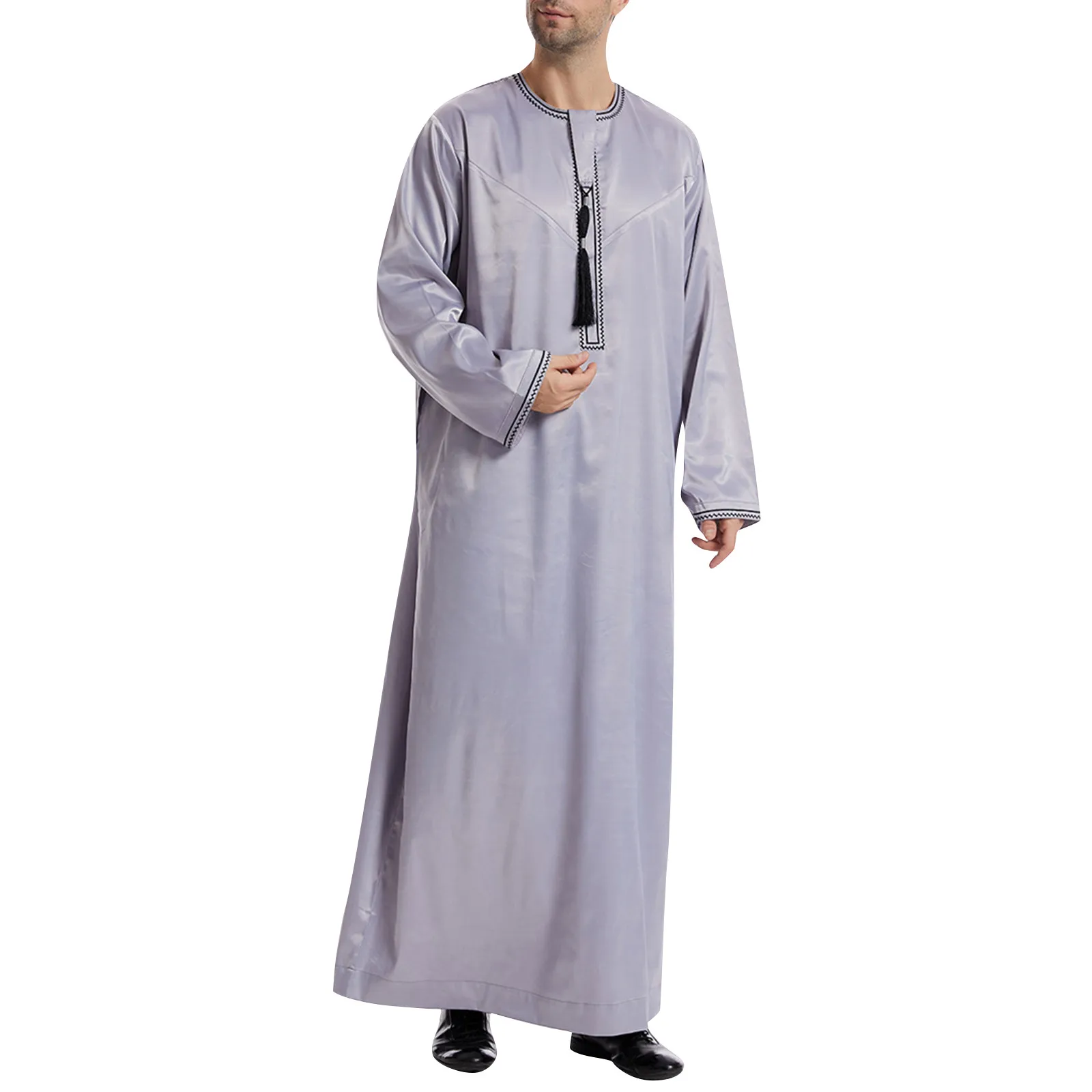 Islamic Clothing Men Robe Kaftan Muslim Man Moroccan Casual Long Dress Arabic Striped Robe Middle East National Costume