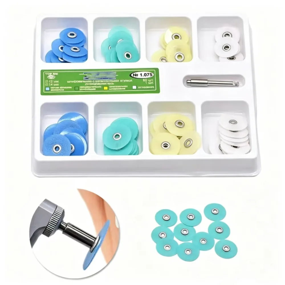 40/80Pcs/Box Dental Polishing Discs Kit Gross Reduction Contouring Mandrel Discs Composite Resin Teeth Whitening Consumables