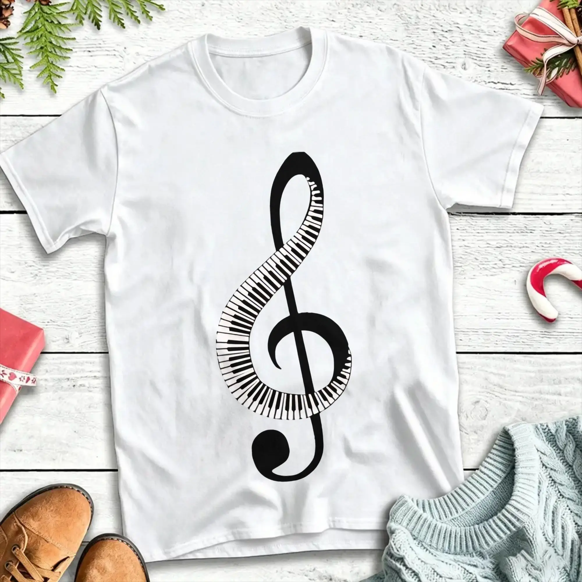 Piano Key Treble Clef  T Shirt Summer  Fashion T Shirts Pure Cotton Breathable 4XL 5XL 6XL Clothing Short Sleeve Vintage Tops