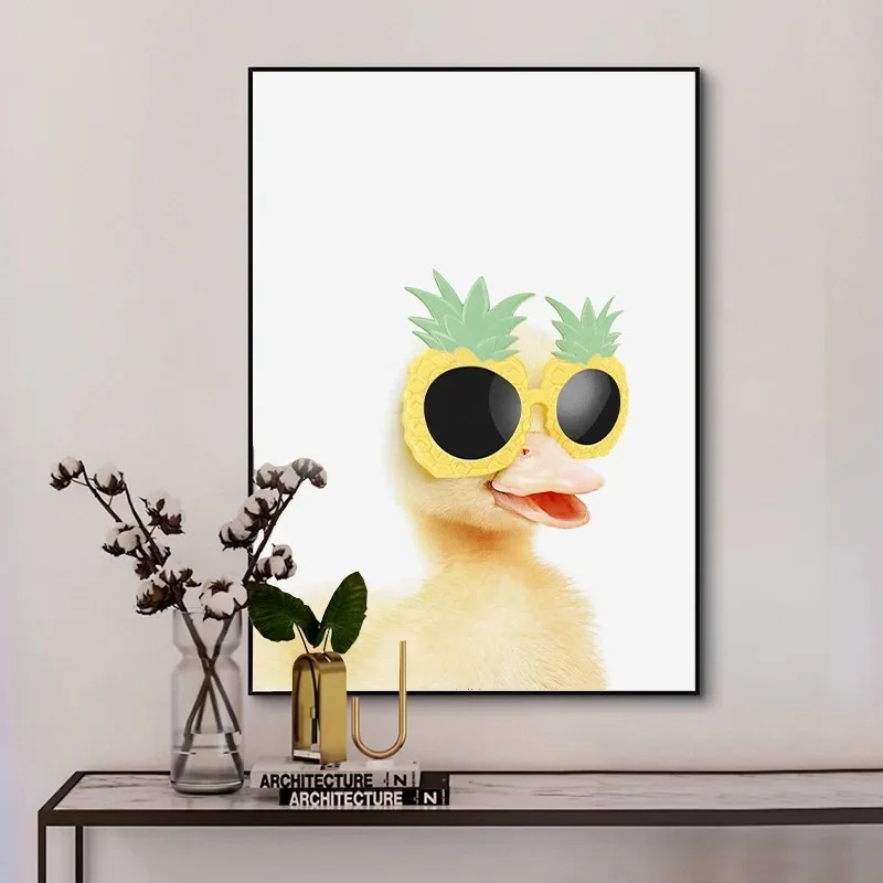 Funny Orangutan Koala Duck with Sunglasses Wall Arts Posters Canvas Painting for Room Office School Decoration Stuff Home Decor