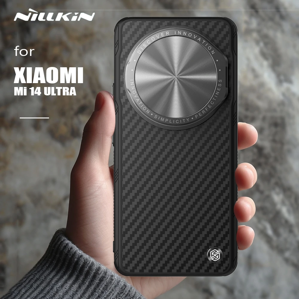 

for Xiaomi Mi 14 Ultra 5G Case Nillkin Aramid Fiber CarboProp with Stand Camera Cases Privacy Lens Protection Cover