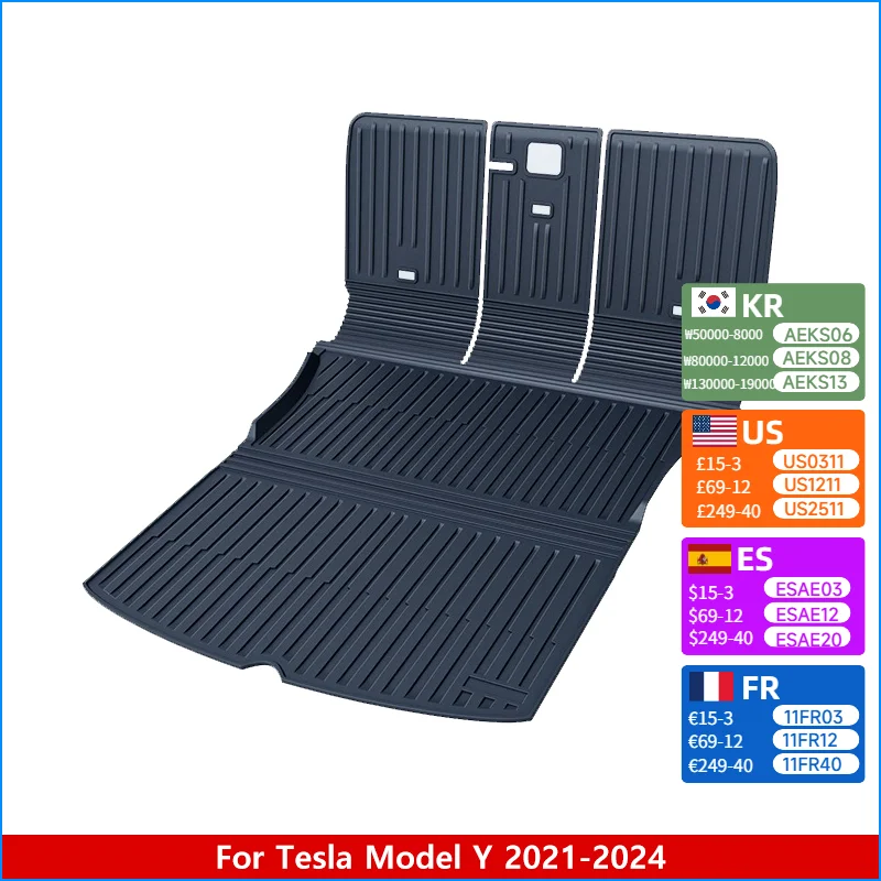 

Rear Trunk Mat for Tesla Model Y 2024 2023 2022 2021 Waterproof Non-Slip All Weather TPE Cargo Liner Car Accessories