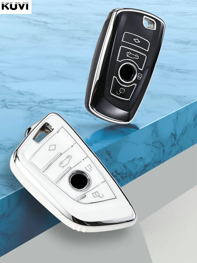 

KUVI New TPU Car Key Case Cover Shell Fob Keychain For BMW X3 X5 X6 F30 F34 E60 E90 F10 E34 E36 F20 G30 F15 F16 1 3 5 7 Series