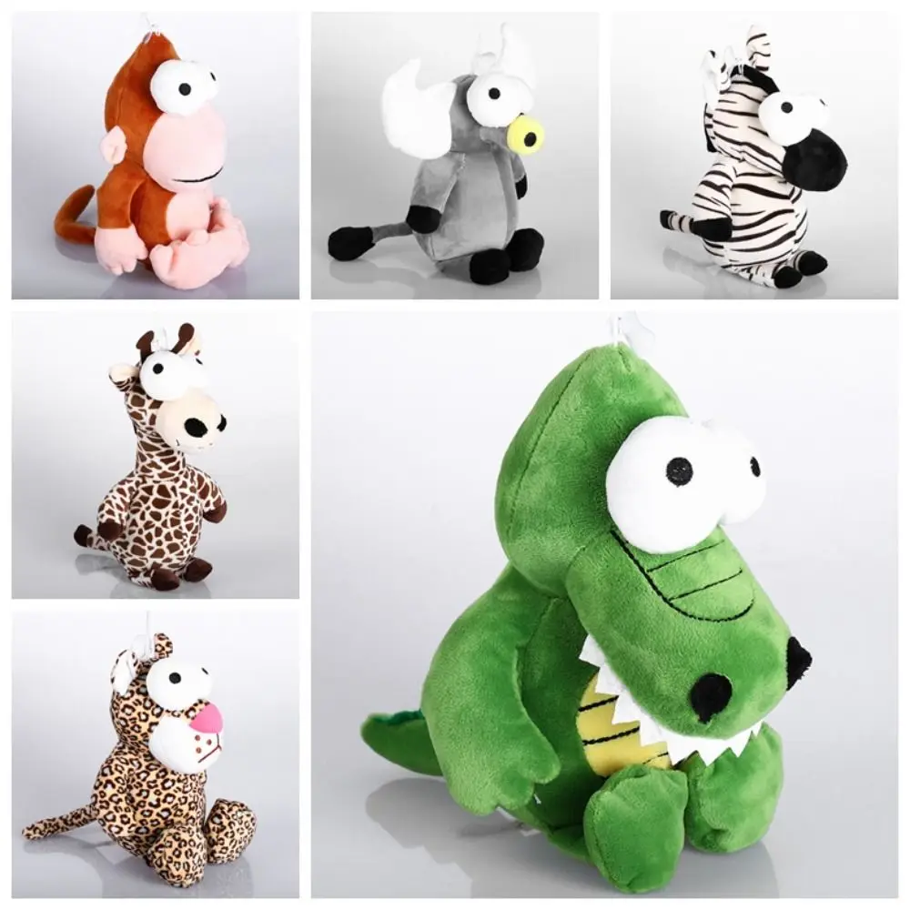 Fofinho olhos grandes floresta animais boneca girafa plushies crocodilo animal brinquedos de pelúcia leopardo dos desenhos animados elefante macaco pelúcia crianças brinquedo