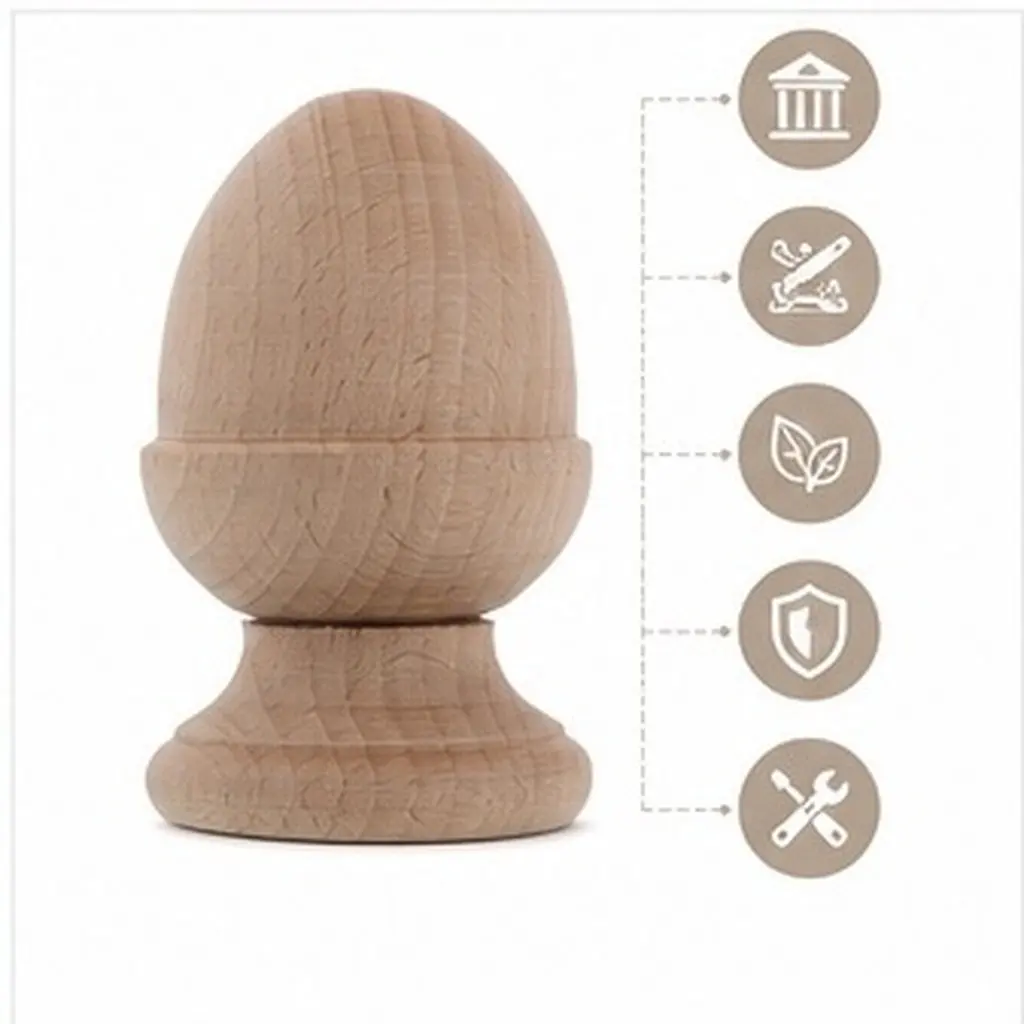 Wood Furniture Finials Decorative Bed Post Curtain Rod Lamp Shade Staircase Topper DIY Woodworking Finial for Home
