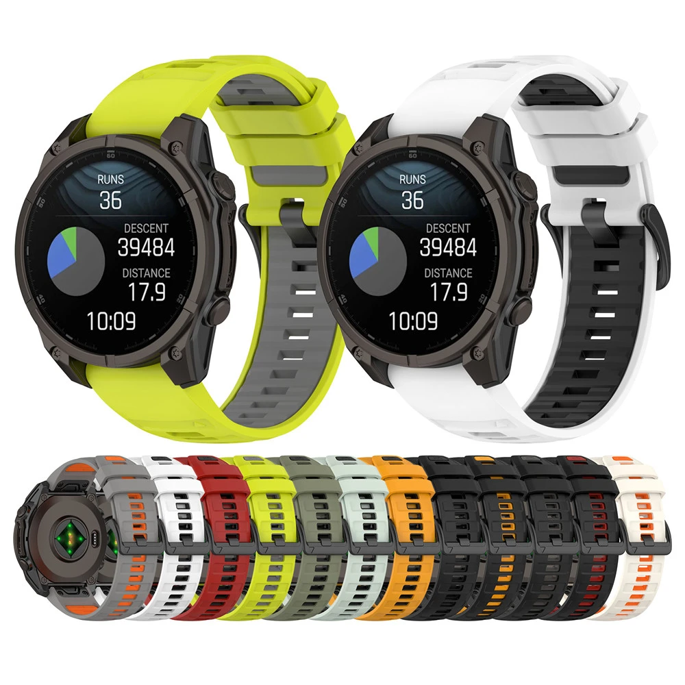 Pulseira universal de tom duplo, 22mm 26mm, para garmin forerunner 935 945 955 965, pulseira de silicone ajustável com único
