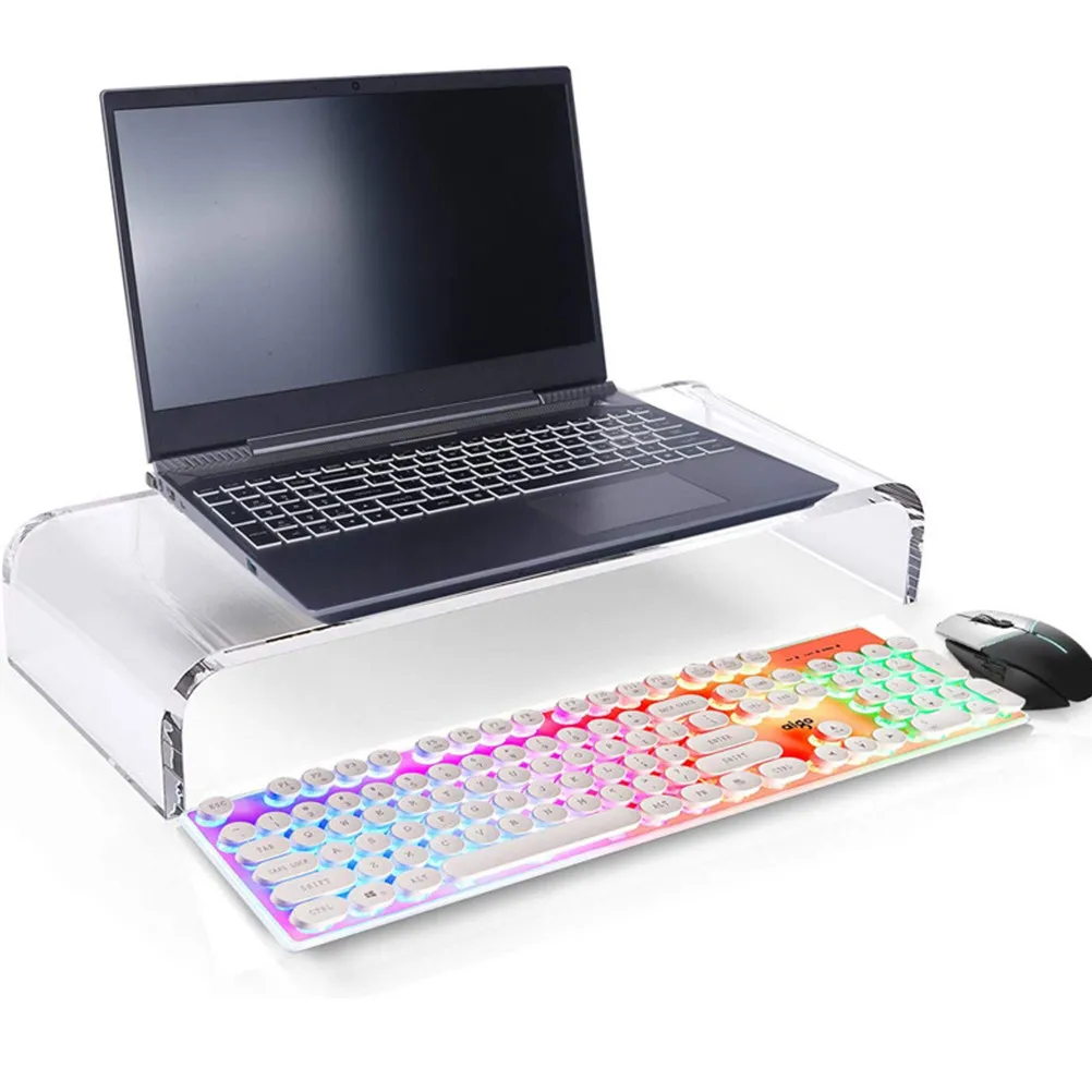 Sturdy Acrylic Computer Monitor Stand Riser Desktop Screen Elevator Ergonomic Height Adjustment for Comfortable Viewing