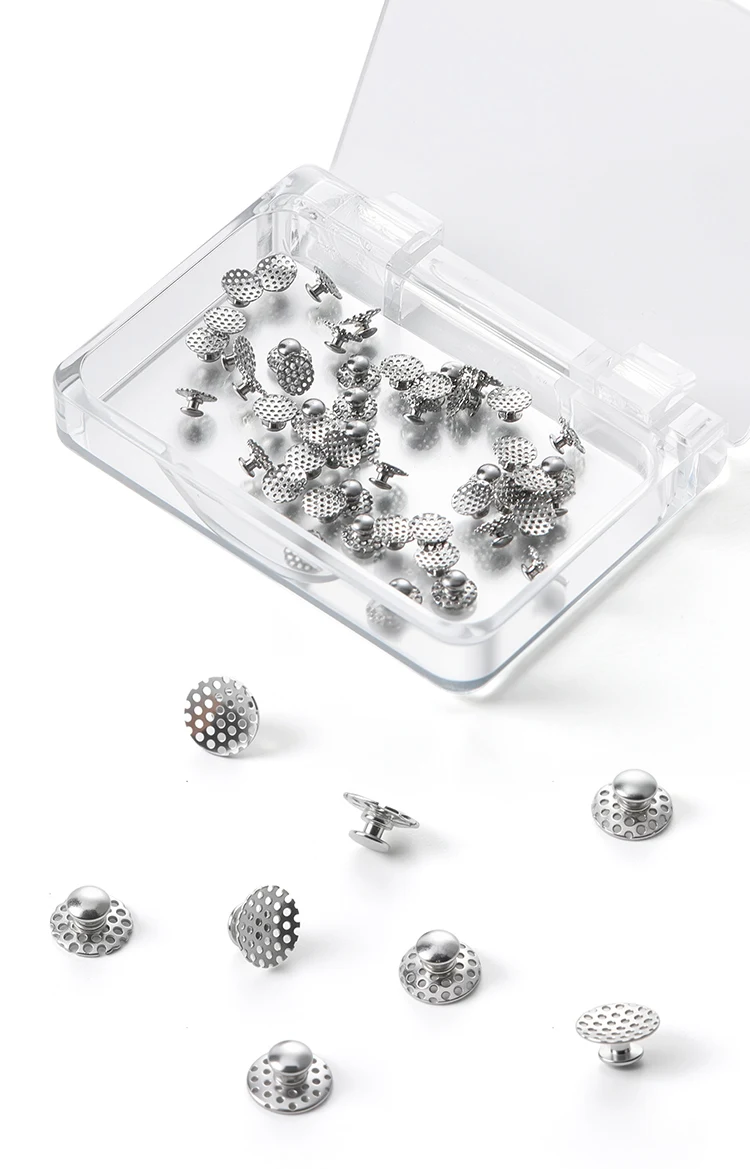 50 Stück/Box AZDENT Dental-Kieferorthopädische Lingual-Knöpfe mit Loch, klebbare runde Basis, Zahnmedizinmaterial aus Edelstahl – Detail 6