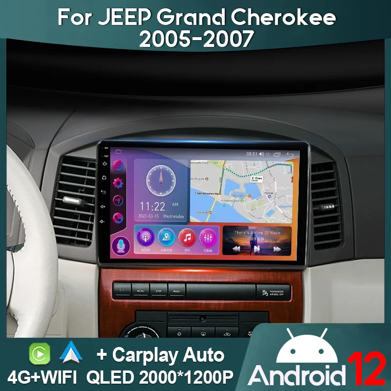 

Автомобильный радиоприемник MAMSM 2K QLED для Jeep Grand Cherokee 2005 -2007, Android 12, мультимедийный видеоплеер с GPS, 4G, автомобильное радио, головное устройство