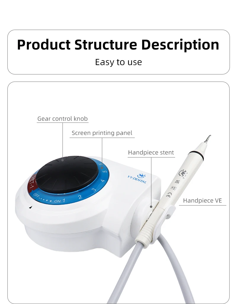 VVDental Ultraschall-Scaler-Maschine mit LED-Licht-Handstück zur Entfernung von Zahnstein und zur Zahnreinigung für Zahnkliniken – Detail 22
