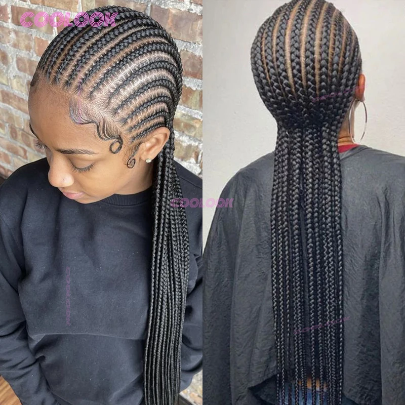 

Синтетический парик для темных женщин, косички без косичек, с плетением спереди, африканские кружева, 36 дюймов