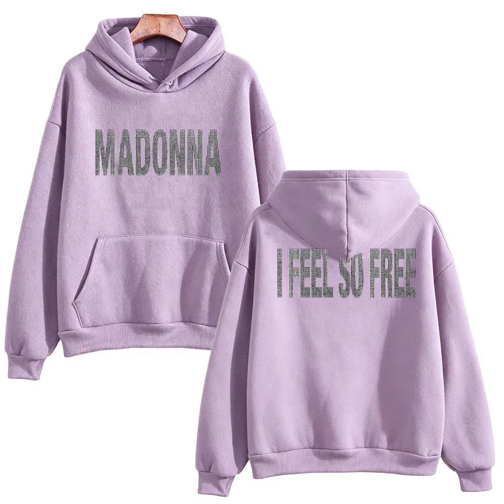 �I Feel So Free“-Kapuzenpullover mit grafischem Aufdruck, Madonna-Merchandise, Sweatshirts im Vintage-Stil für Damen und Herren, lockerer, lässiger Pullover mit Kapuze. – Detail 9