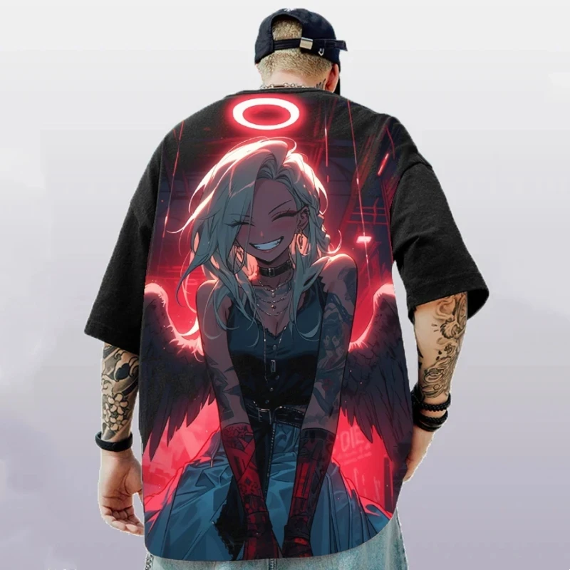 New 3D Anime Character Sexy Beauty Print T-Shirt For Men Summer Street Trend Punk style Top Loose Oversized Short Sleeve T Shirt