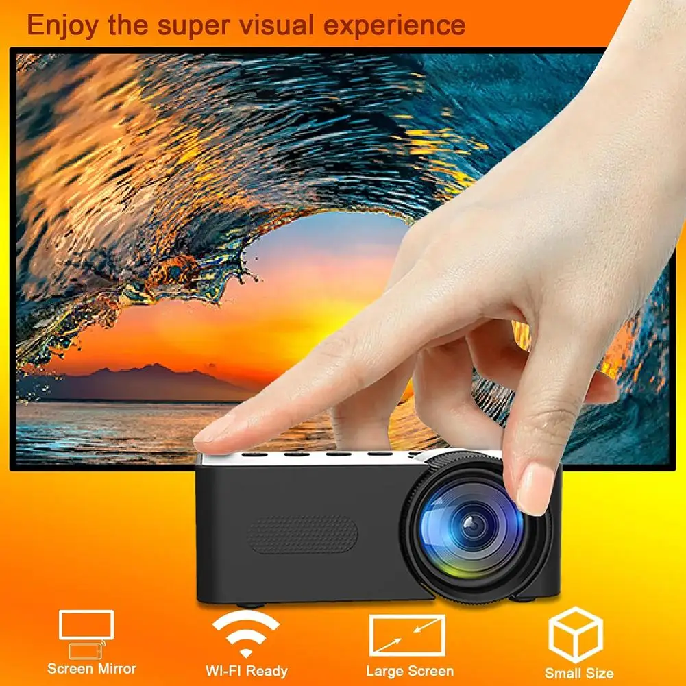 Mini proyector portátil HD, disfruta de películas de cine en casa en cualquier lugar, WiFi con soporte C9D4