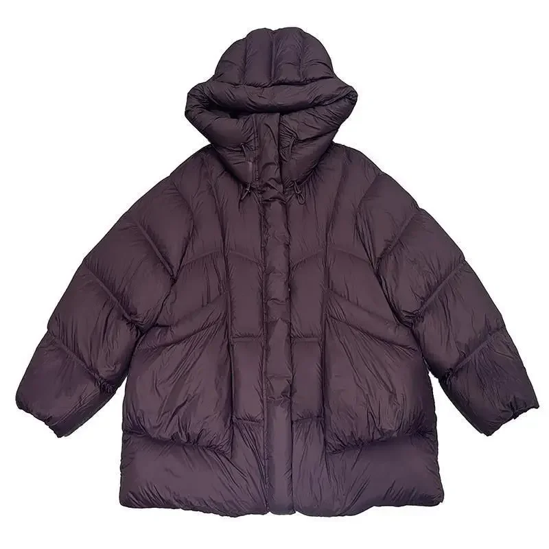 

Winter European New Women's Down Jacket Commuter Hoodie Windproof White Duck Down Jacket