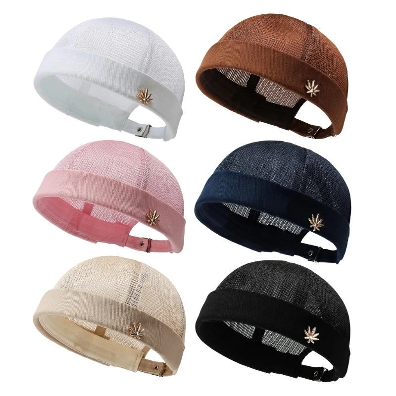 Light Brimless Mesh Hat with Adjustable Back Strap, Summer Docker Cap for Casual Daily Styling and Travel Days