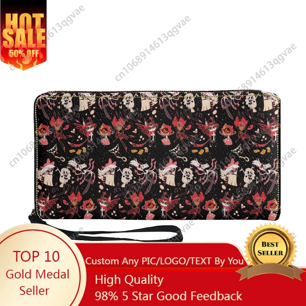 Hot Comics Fashion Hotel Hazbin monedero personalizado para hombres, mujeres, adolescentes, carteras largas con cremallera, cartera portátil con doble impresión, bolsa de regalo
