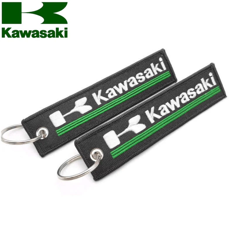 Suitable for Kawasaki motorcycle key pendant, textile embroidery keychain, short cloth strip keychain