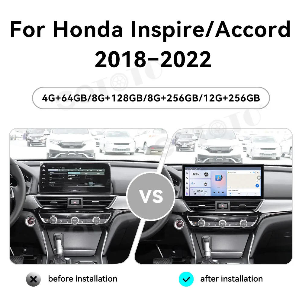 15.8 inch Car Stereo For Honda Inspire/Accord 10th Gen 2018-2022 Android 14 Wireless GPS Car Navigation Car Multimedia Play
