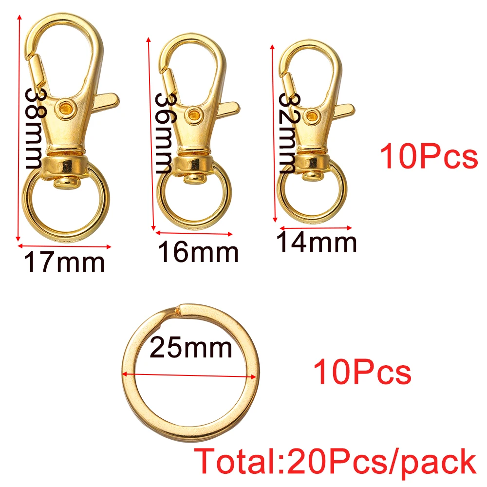 20Pcs Swivel Clasps Set Lanyard Snap Hooks with Key Chain Rings Keychain Clip Hooks for DIY Necklace Bracelet Chain Supplies