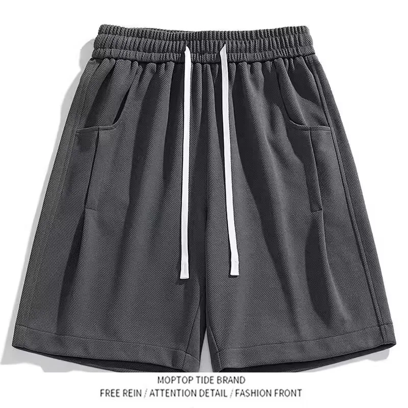 

Простые однотонные тканые спортивные шорты унисекс с завязками, уличный стиль, свободные широкие брюки-капри длиной до колена