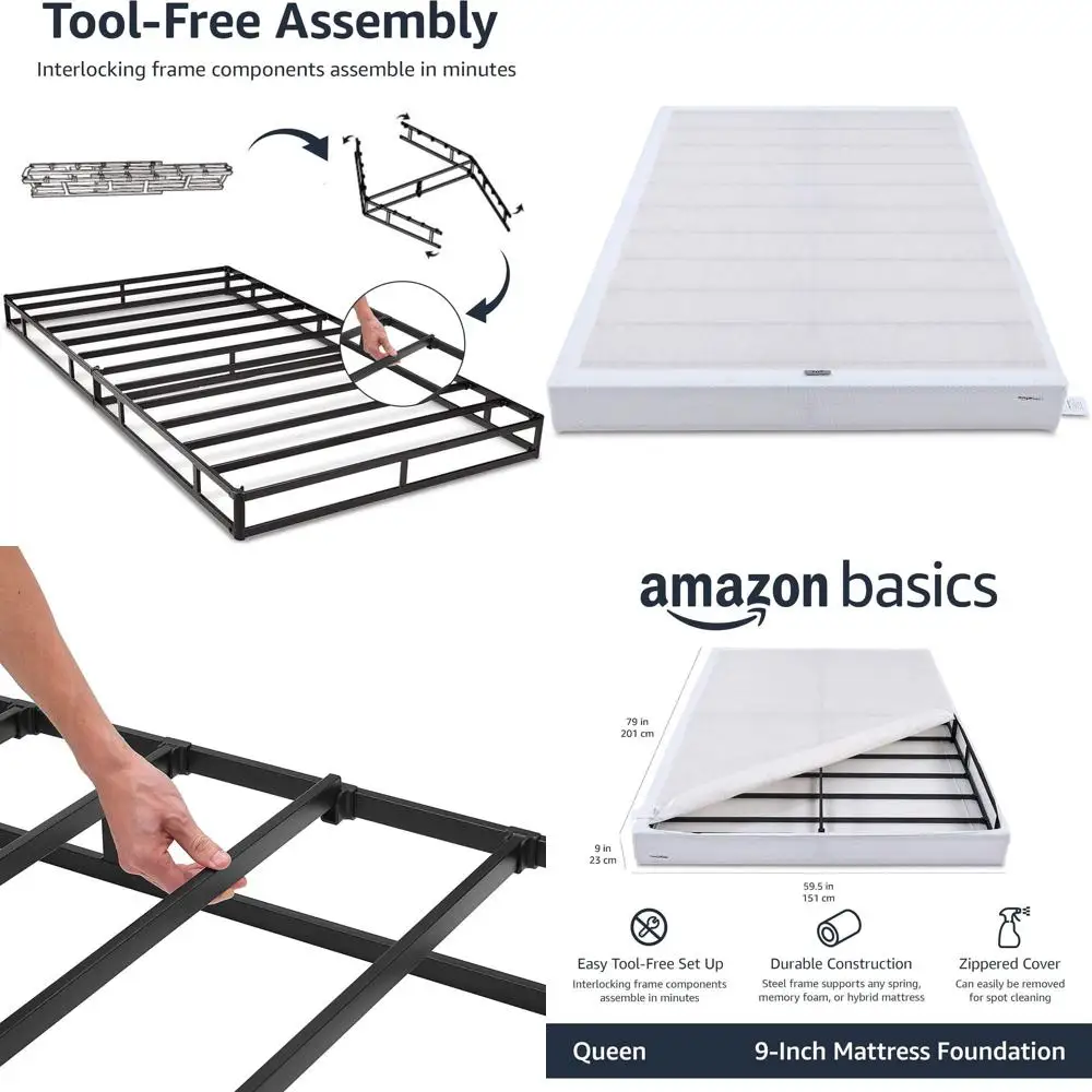 

9-Inch Queen Mattress Foundation, Easy Assembly, Strong Support, 79 L x 59.5 W, White