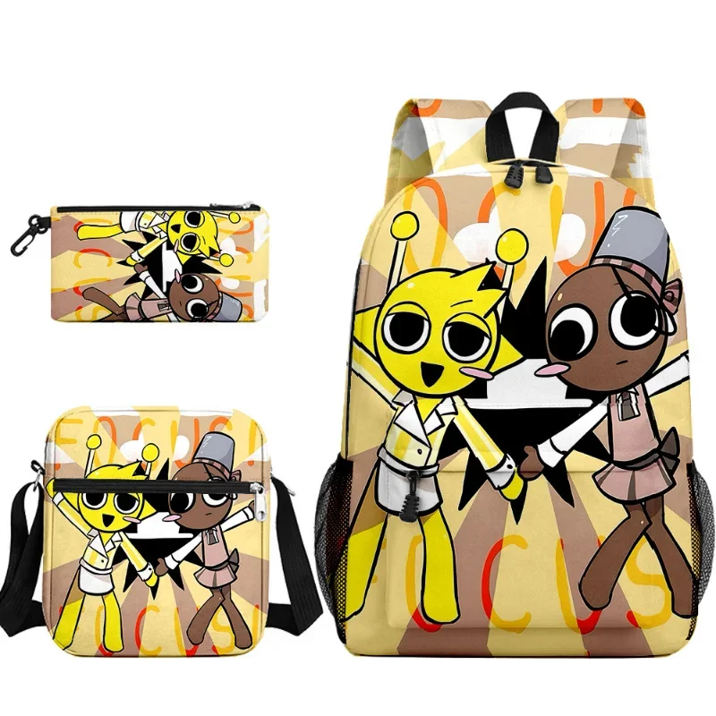 

3pcs Sprunki Game Backpack Men Women Teenage School Business Daypackanime Cartoon Cosplay Laptop Bag Student Schoolbag Gift