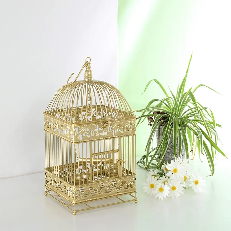 

wrought iron retro golden round parrot bird cage large starling yellowbird Xuan Feng peony pigeon breeding