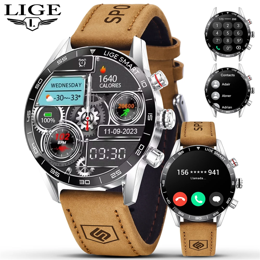 

LIGE Military Outdoor Smart Watch Men Bluetooth Call 1.39" AMOLED Fitness Watch Heart Rate Sleep Monitor 100+ Sports Smartwatch