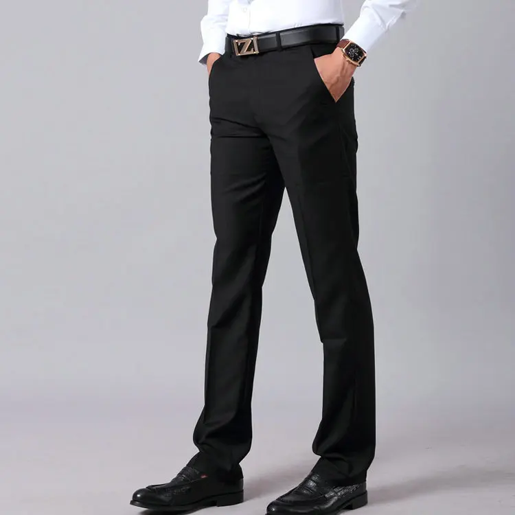 Men's Business Casual Slim Fit Long Pants Workwear Straight Leg Trousers No Ironing Required Professional Interview plus Size