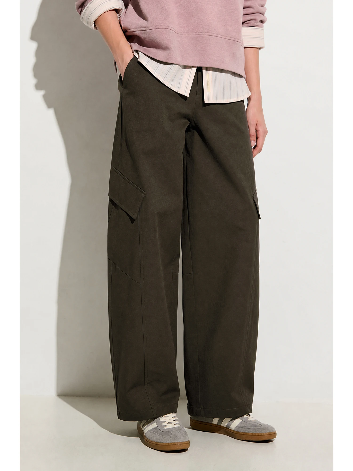 Anti-Wrinkle Smooth Easy Care Work Trousers Elastic Waist Tailored Loose Wide Leg Casual Pants Commute Style Ladies Fashion