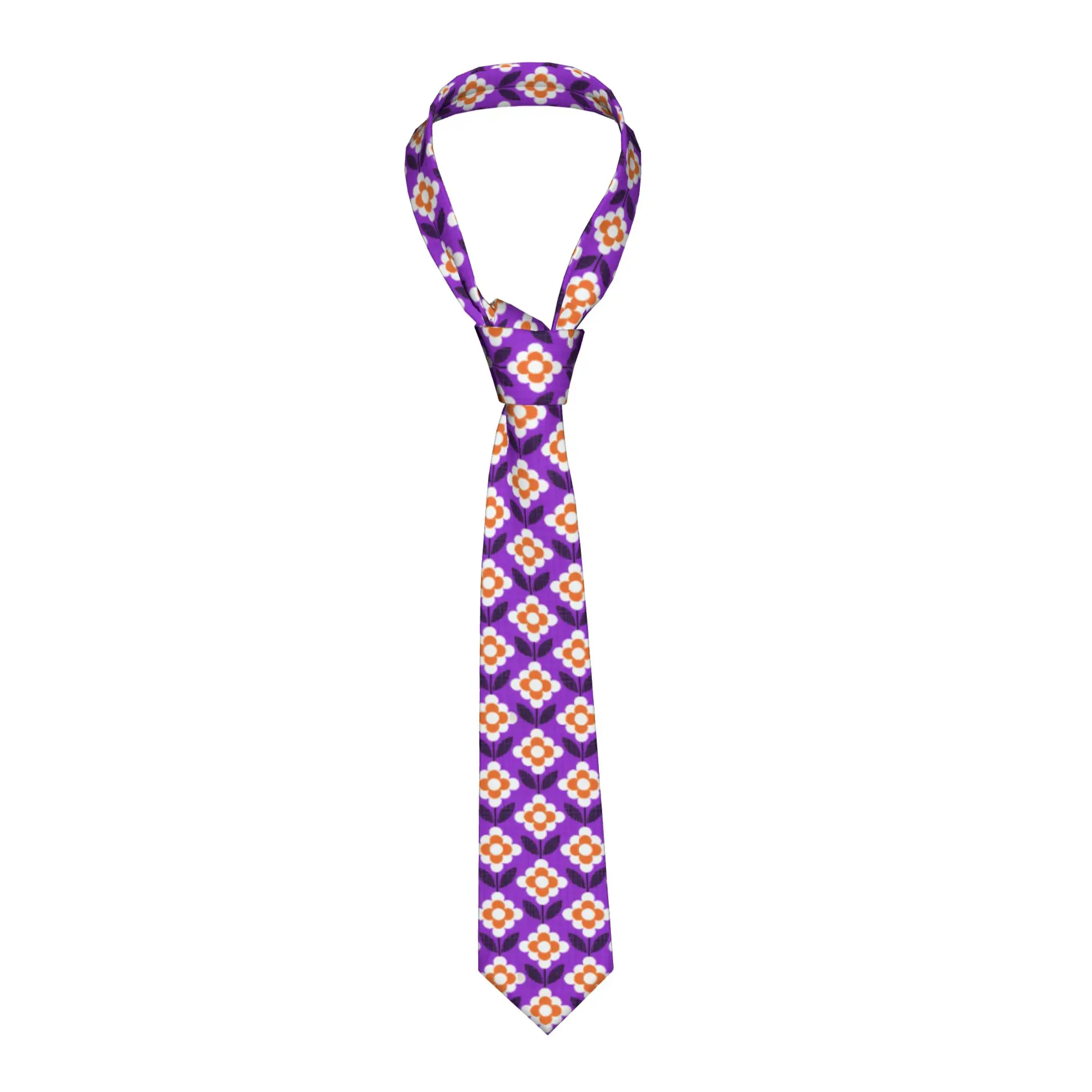 gravata-masculina-orla-kiely-flowers-fashion-para-escritorio-usada-estampa-flores-roxo-e-laranja