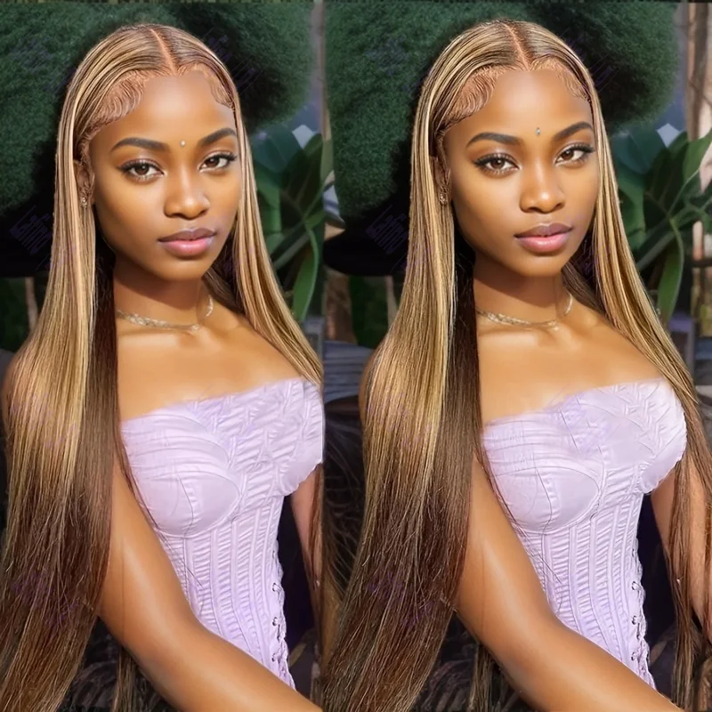 

13x6 Lace Transparent Brazilian Highlight Wigs 100% On Sale Straight Frontal Colored Human Hair Cheap Wig For Women Choice