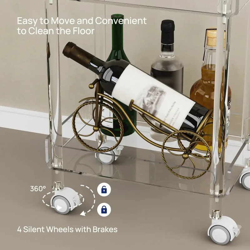 Amazon ins wind acrylic trolley living room table three layers with removable kitchen home storage rack
