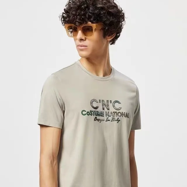 

Summer Light Luxury Brand Short Sleeve Casual Style Letter Printed T-shirt Pure Cotton Comfortable Simple Short Sleeve T-shirt